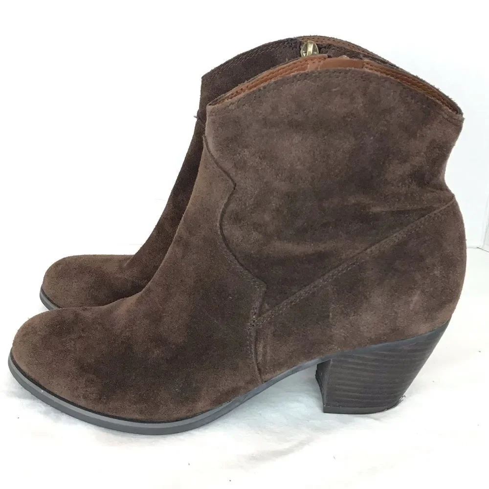 Franco Sarto Hutch Suede Booties Brown Sz 8